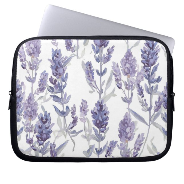 Capa Para Notebook Lavender Fields | Purple Watercolor Flower Pattern (Frente)