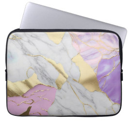 Capa Para Notebook Lavender & Gold Marble Luxe