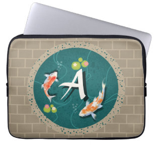 Capa Para Notebook Leão de Peixe Koi Japonês Realista Verde