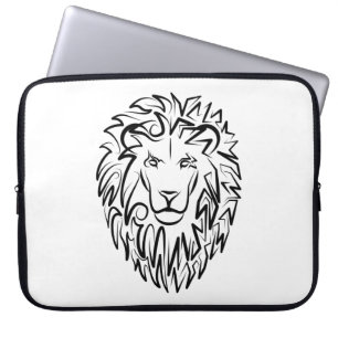 Capa Para Notebook Leão Tribal Negro e Branco