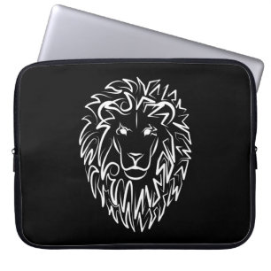 Capa Para Notebook Leão Tribal Negro e Branco