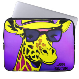 Capa Para Notebook Legal Dude Girafa em óculos de sol. Editável