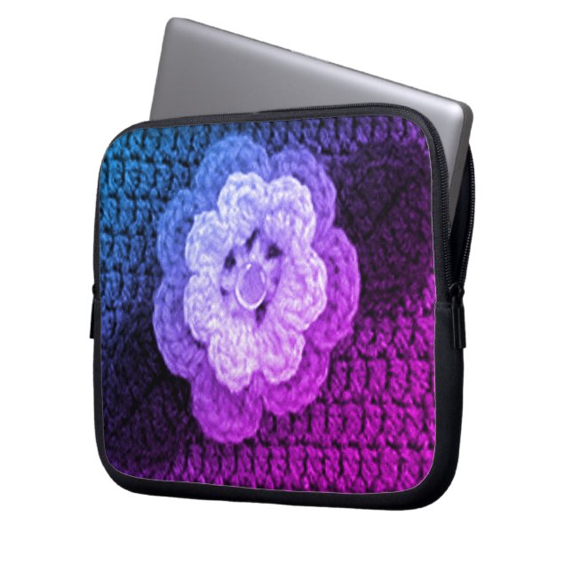 Capa Para Notebook Legal Floral Artisan Crochet Eletrônicos Bag (Frente Esquerda)