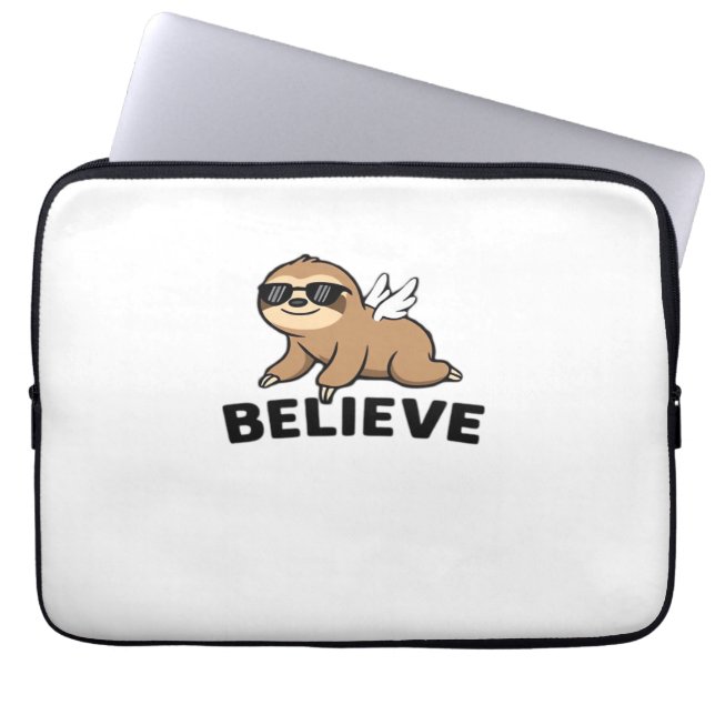 Capa Para Notebook Legal Flying Sloth acredita em design motivacional (Frente)