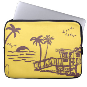 Capa Para Notebook Legal Vintage Yellow Tropical Beach Sketch