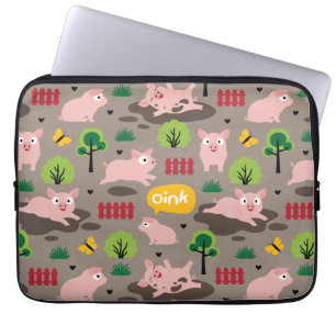 Capa Para Notebook Leitões Felizes No Saco De Eletrônicos De Lama