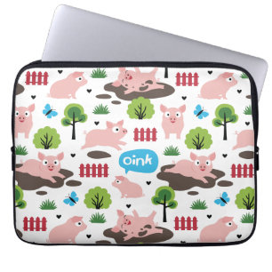 Capa Para Notebook Leitões Felizes No Saco De Eletrônicos De Lama