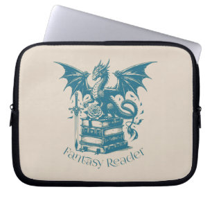 Capa Para Notebook Leitor de Fantasia Dragão e Livros