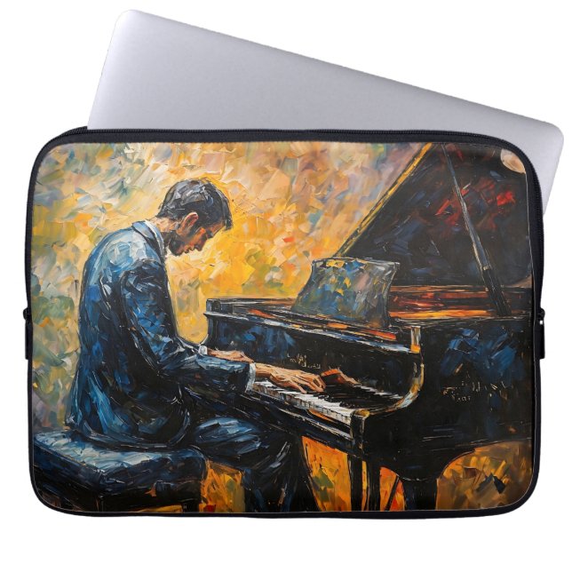 Capa Para Notebook Leitor de Piano - Pintura de Óleo (Frente)