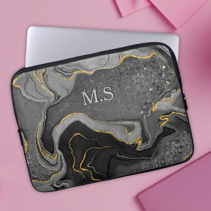Capa Para Notebook Lente de ouro de mármore de cinza elegante