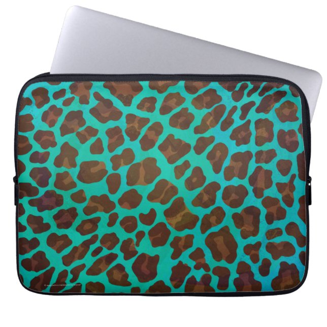 Capa Para Notebook Leopard Brown e Teal Impressão (Frente)