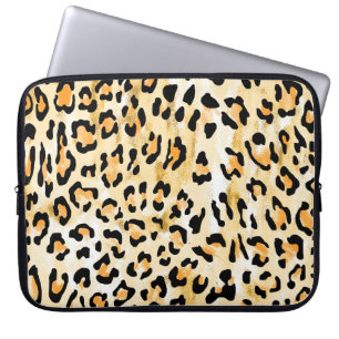Capa Para Notebook Leopardo amarelo, desenhado à mão.
