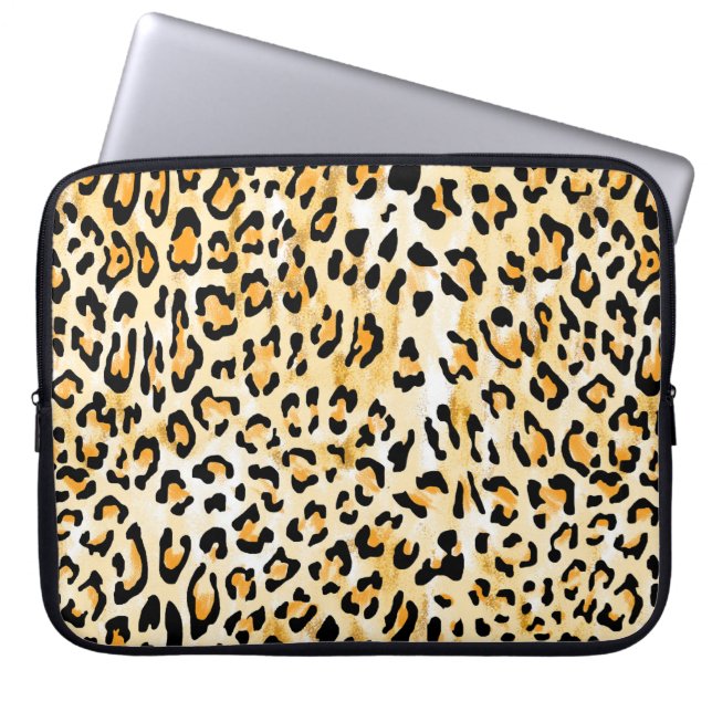 Capa Para Notebook leopardo amarelo e branco desenhado à mão (Frente)