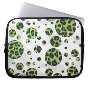 Capa Para Notebook Leopardo Bolinhas preto e verde