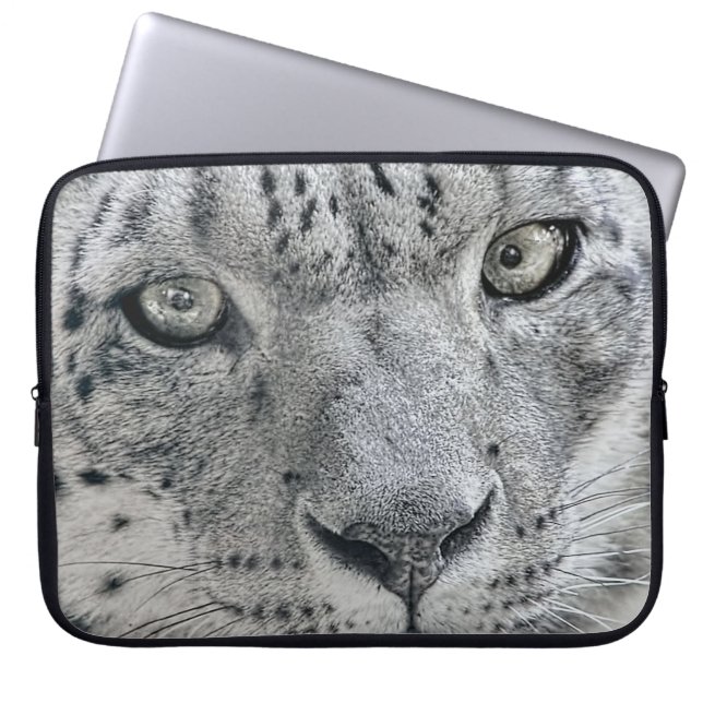 Capa Para Notebook Leopardo branco exótico (Frente)