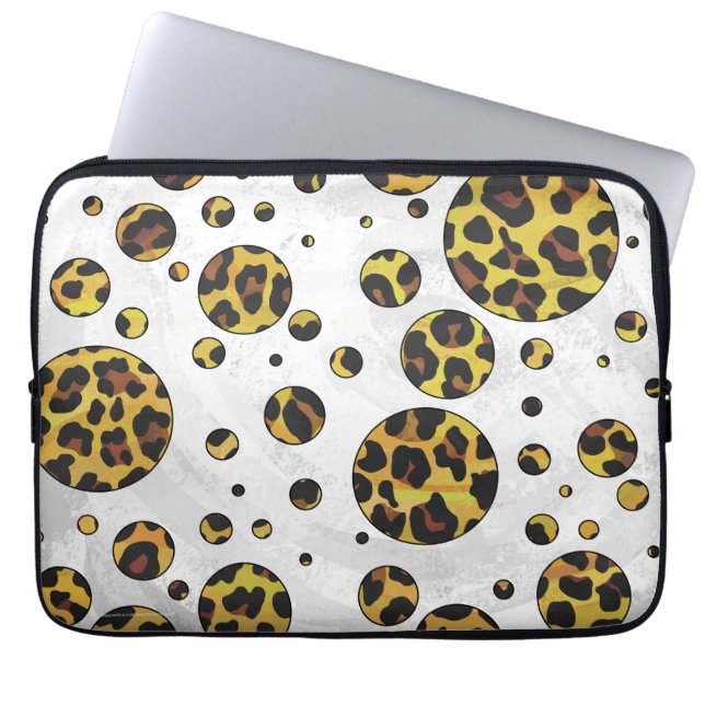 Capa Para Notebook Leopardo Castanho e Bolinhas Amarela (Frente)