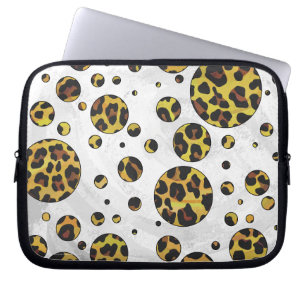 Capa Para Notebook Leopardo Castanho e Bolinhas Amarela