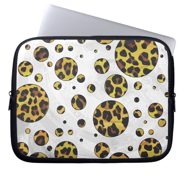 Capa Para Notebook Leopardo Castanho e Bolinhas Amarela (Frente)