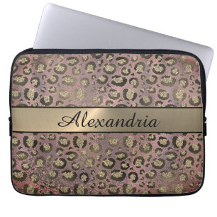 Capa Para Notebook Leopardo da rosa Dourada