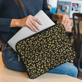 Capa Para Notebook Leopardo Dourado, Brilhante Dourada, Padrão-Leopar