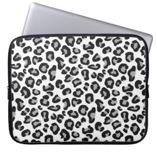 Capa Para Notebook Leopardo impresso em preto e branco com Cinza