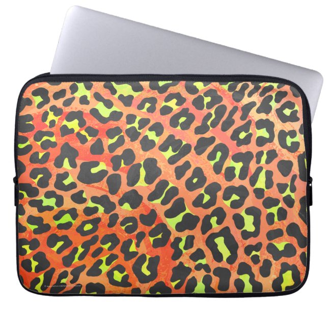 Capa Para Notebook Leopardo Laranja e Impressão amarelo (Frente)