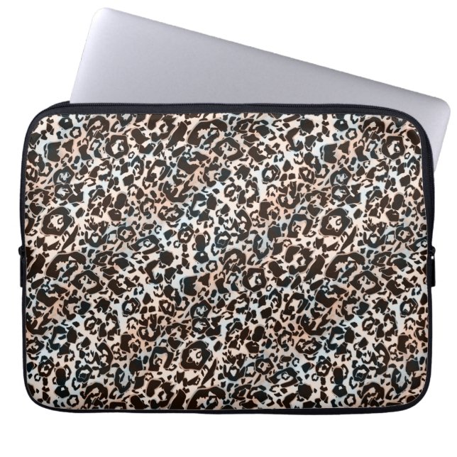 Capa Para Notebook leopardo, moda, avistada, marrom, bege, pele, (Frente)