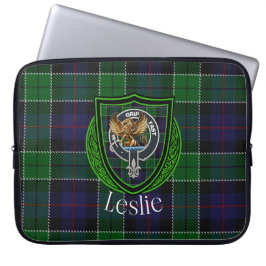 Capa Para Notebook Leslie Scottish Clan Tartan and Crest