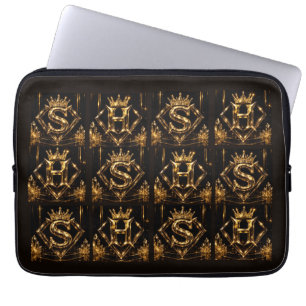 Capa Para Notebook Letra Dourada de Luxo S H Coroa Monograma Diamante