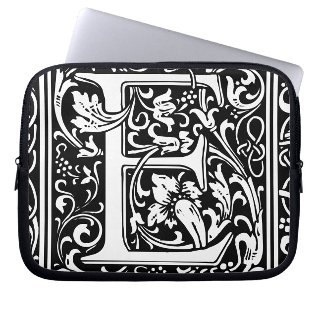 Capa Para Notebook Letra E Monograma Medieval Arte Nova (Frente)