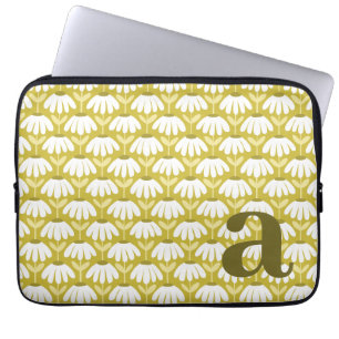 Capa Para Notebook Letra Inicial Monograma Dourado Escuro Floral Vint