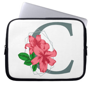 Capa Para Notebook Letra maiúscula C monograma floral
