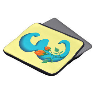 Capa Para Notebook Letra maiúscula E monograma floral