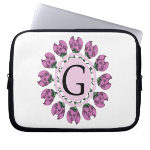 Capa Para Notebook Letra maiúscula G monograma floral