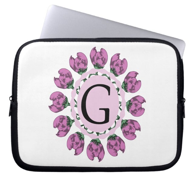 Capa Para Notebook Letra maiúscula G monograma floral (Frente)