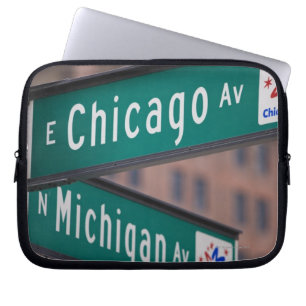 Capa Para Notebook Letreiros da avenida de Chicago e de Michigan,