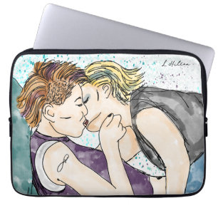 Capa Para Notebook LGBTQIA+ Mulheres Beijando Arte Watercolor