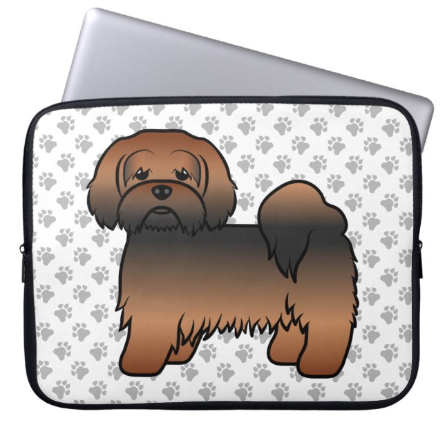 Capa Para Notebook Lhasa Apso Sable Vermelho Cachorro de Desenho Anim (Frente)