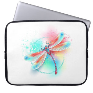 Capa Para Notebook libélula vermelha sobre fundo de aquarela