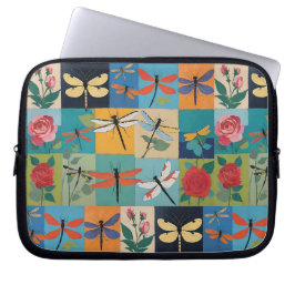 Capa Para Notebook Libélulas Coloridas E Rosas Remendado