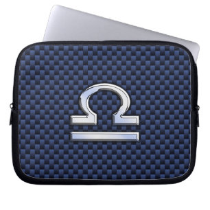 Capa Para Notebook Libra Zodiac Sign on Navy Carbon Fiber Style