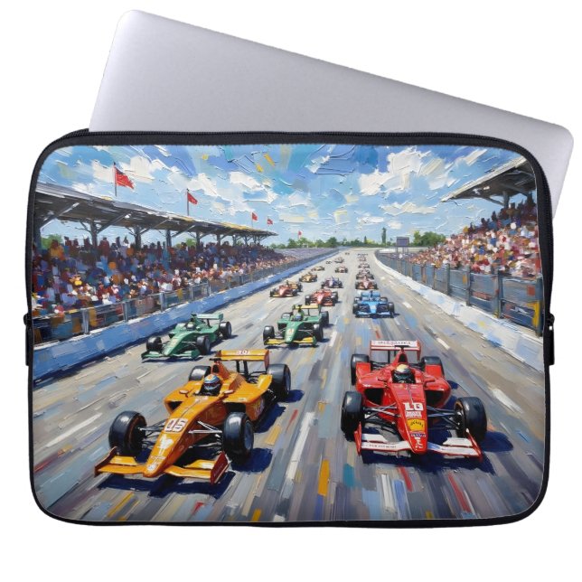 Capa Para Notebook Life in Motion – Indy Car Racing Oil Painting (Frente)