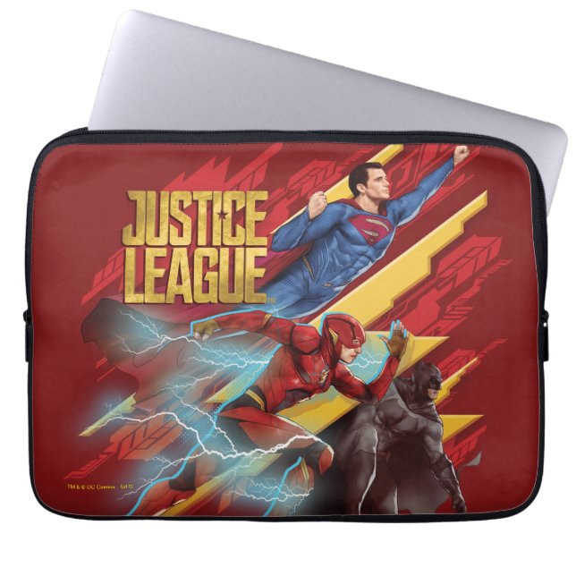 Capa Para Notebook Liga da Justiça | Crachá Superman, Flash e Batman (Frente)