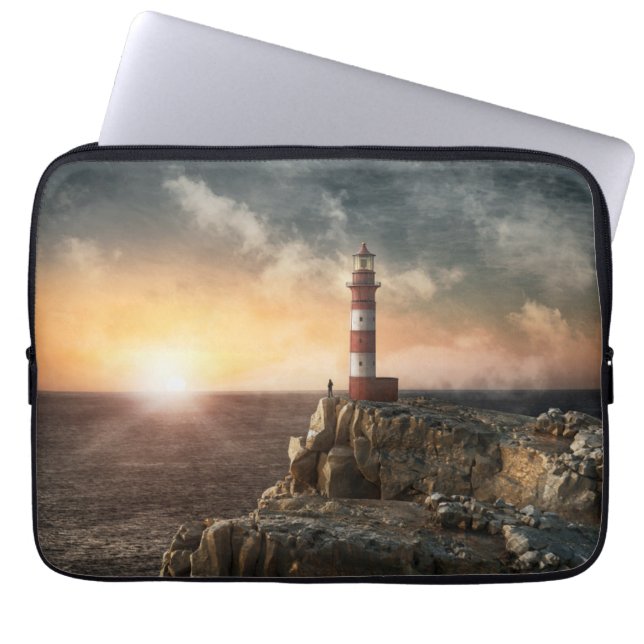 Capa Para Notebook Lighthouses | Red & White Lighthouse (Frente)