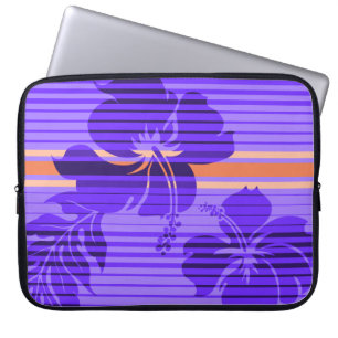 Capa Para Notebook Lihue Hibiscus Stripe Neoprene Havaiano
