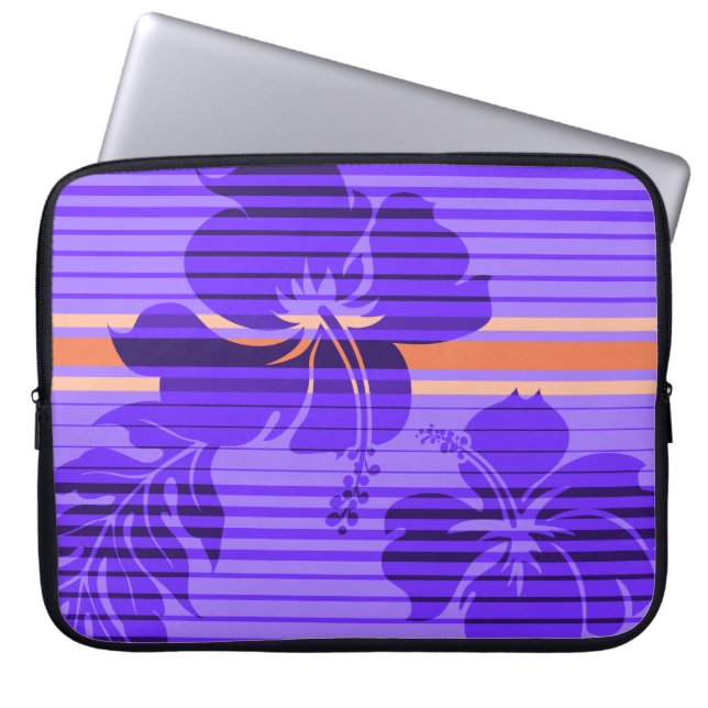 Capa Para Notebook Lihue Hibiscus Stripe Neoprene Havaiano (Frente)