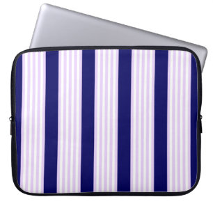 Capa Para Notebook Lilac and white stripes pattern with navy blue
