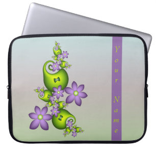 Capa Para Notebook Lilac Fantasy Flói Verde Formas Fractais Nome