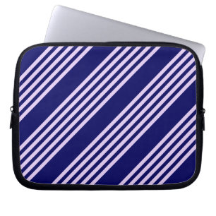 Capa Para Notebook Lilac purple and navy blue five stripes pattern