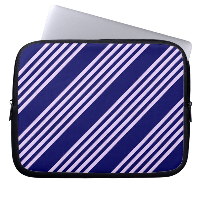 Capa Para Notebook Lilac purple and navy blue five stripes pattern (Frente)
